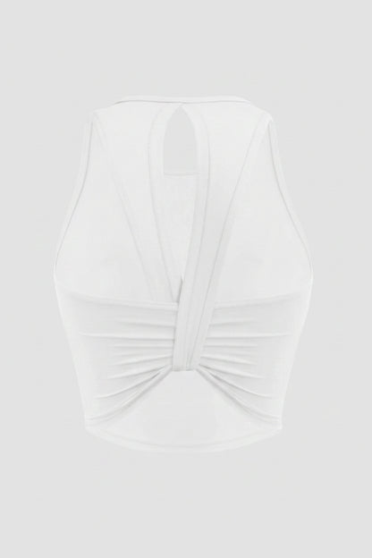 Dames Sport Top | Twist Back | Gele Cropped Workout Top