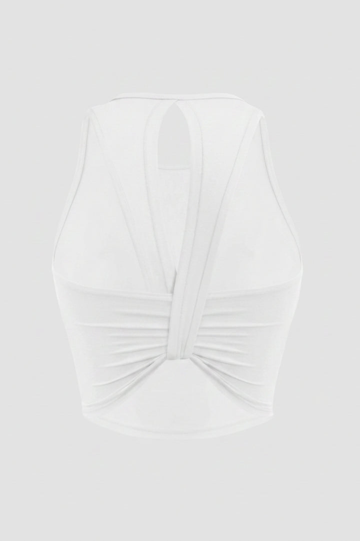 Dames Sport Top | Twist Back | Gele Cropped Workout Top