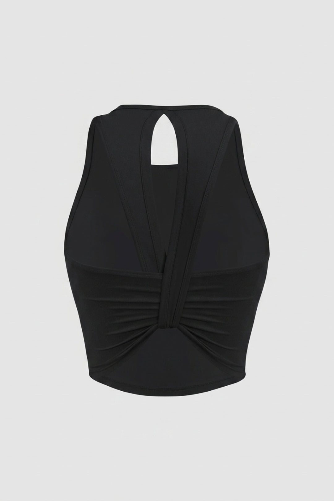Dames Sport Top | Twist Back | Gele Cropped Workout Top