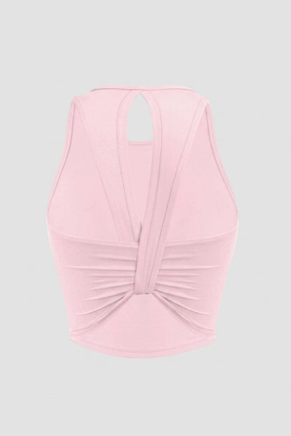 Dames Sport Top | Twist Back | Gele Cropped Workout Top