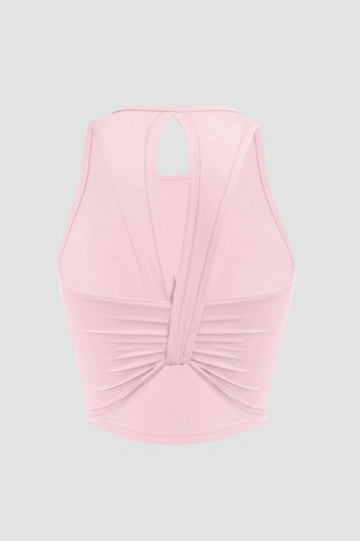 Dames Sport Top | Twist Back | Gele Cropped Workout Top