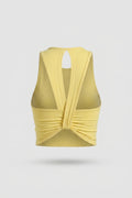 Dames Sport Top | Twist Back | Gele Cropped Workout Top