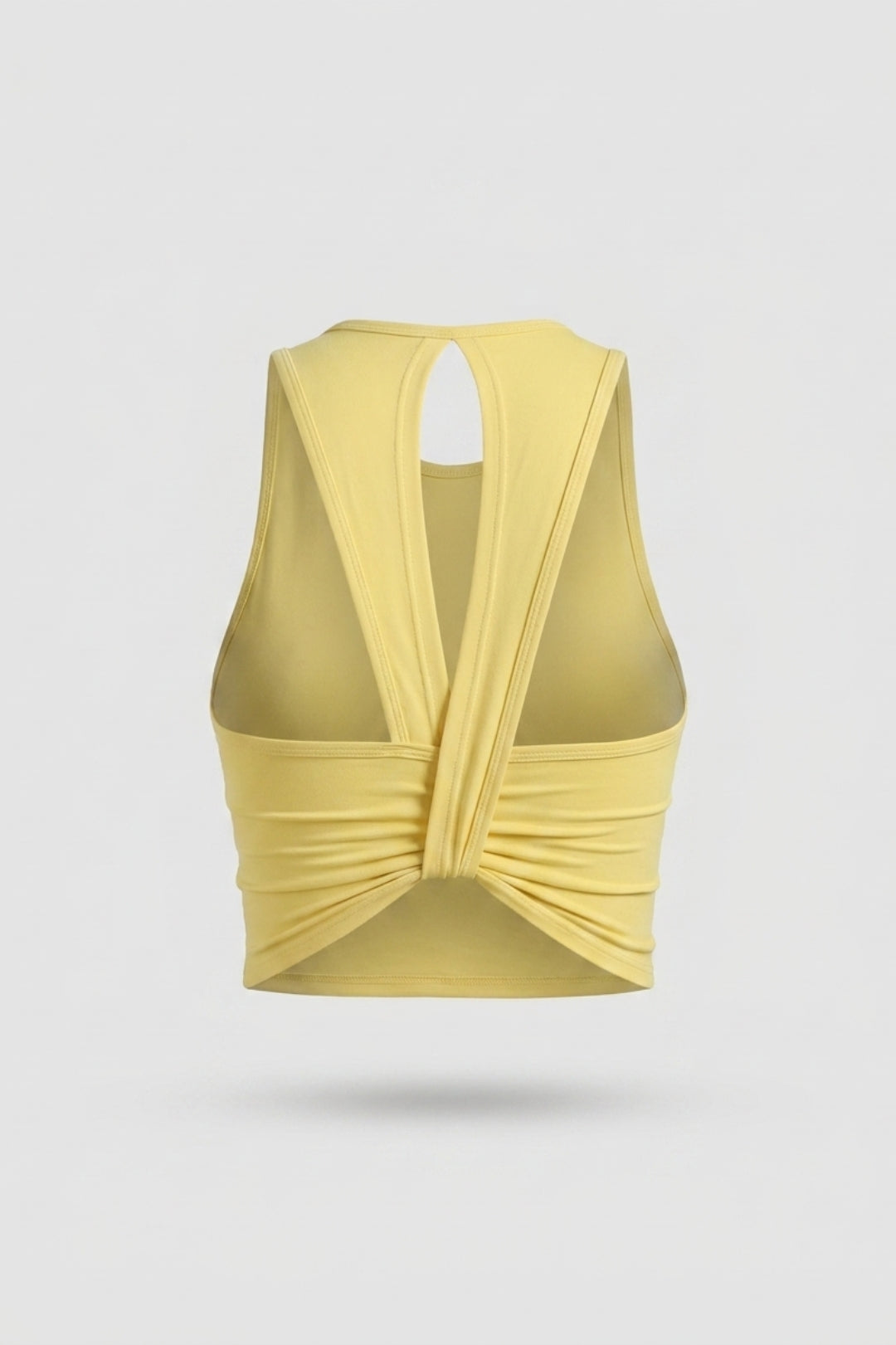 Dames Sport Top | Twist Back | Gele Cropped Workout Top