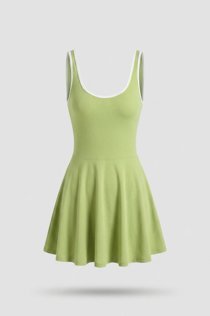 Dames Sportjurk | Witte Contrast Bies | Tennisjurk Met Binnen broek