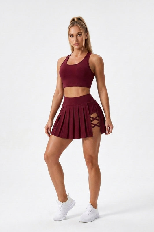 Dames Sportrok | Lace Up Detail | Tennisrok Met Binnen broek