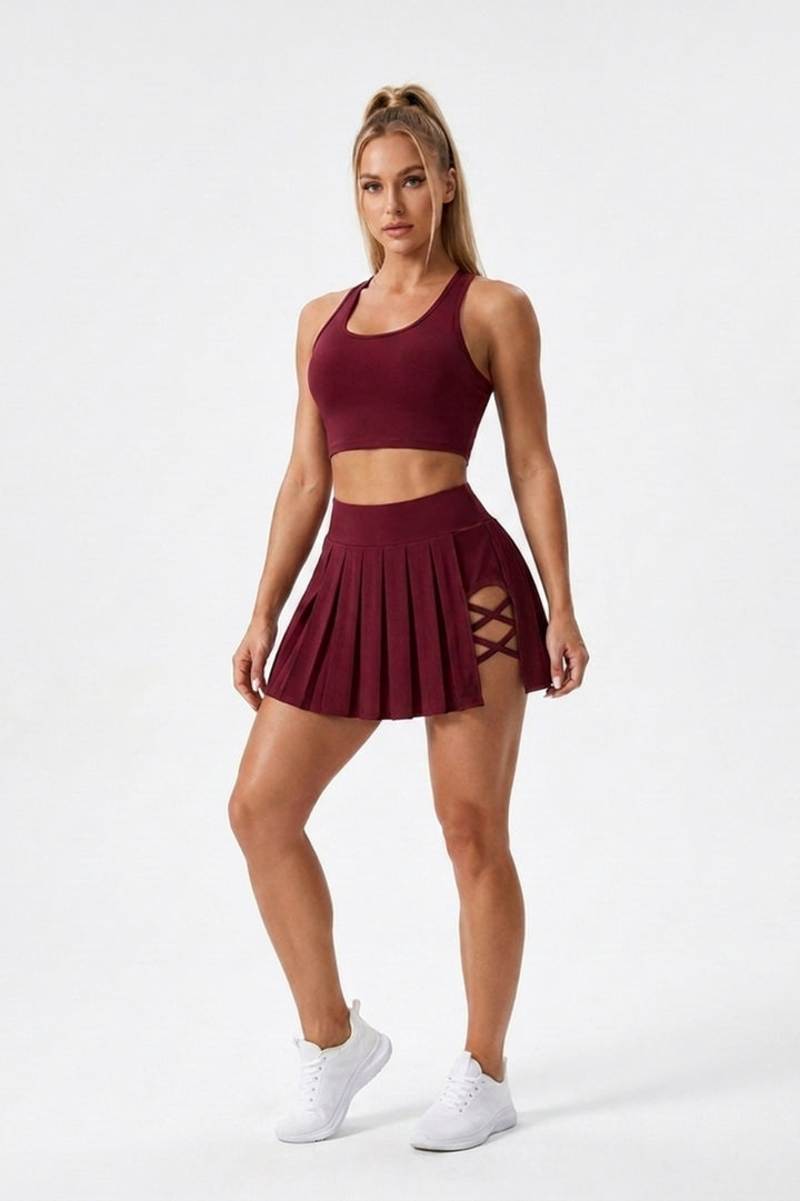 Dames Sportrok | Lace Up Detail | Tennisrok Met Binnen broek
