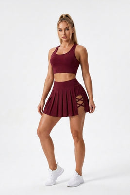 Dames Sportrok | Lace Up Detail | Tennisrok Met Binnen broek