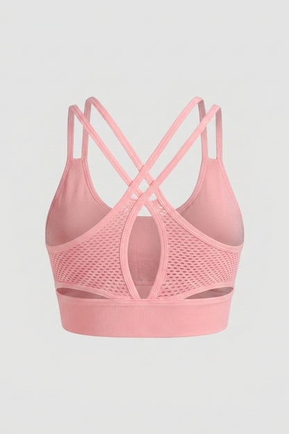 Dames Sports Bra Top | Sculpting Fit | Mesh Detail | Cross Back Activewear Top