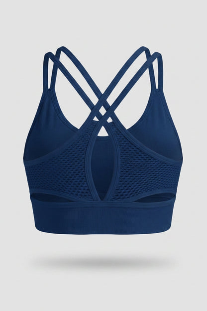 Dames Sports Bra Top | Sculpting Fit | Mesh Detail | Cross Back Activewear Top
