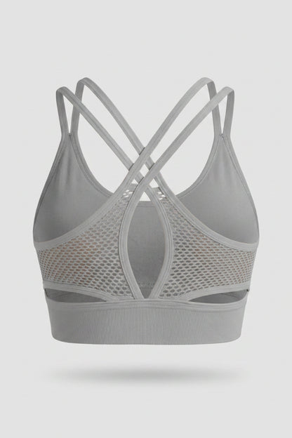 Dames Sports Bra Top | Sculpting Fit | Mesh Detail | Cross Back Activewear Top