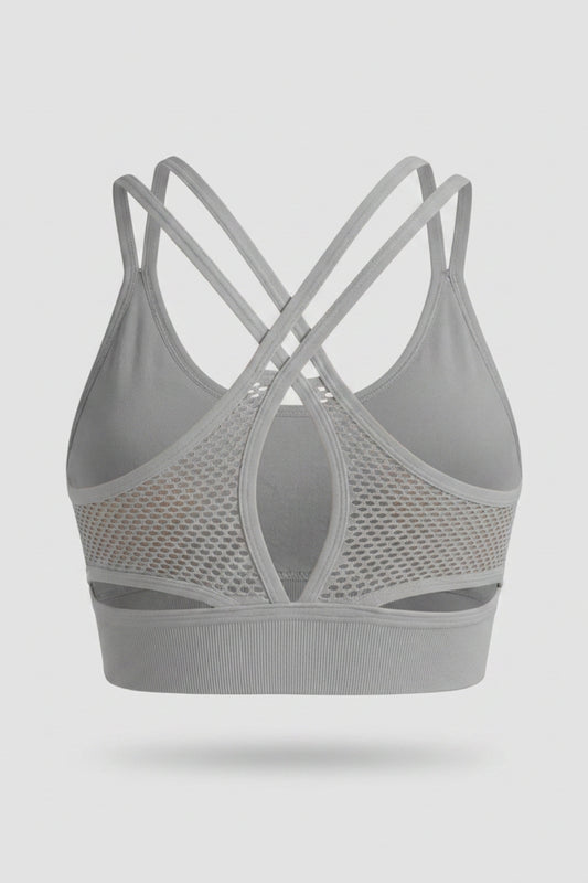 Dames Sports Bra Top | Sculpting Fit | Mesh Detail | Cross Back Activewear Top