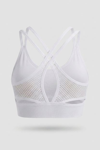 Dames Sports Bra Top | Sculpting Fit | Mesh Detail | Cross Back Activewear Top