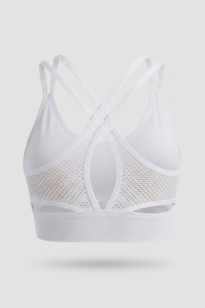 Women's Sports Bra Top | Sculpting Fit | Mesh Detail | Cross Back Activewear Top