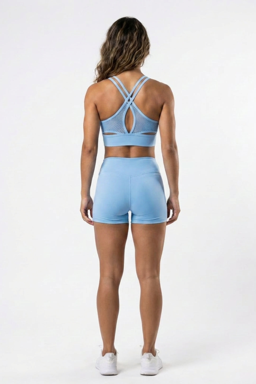 Dames Sports Bra Top | Sculpting Fit | Mesh Detail | Cross Back Activewear Top