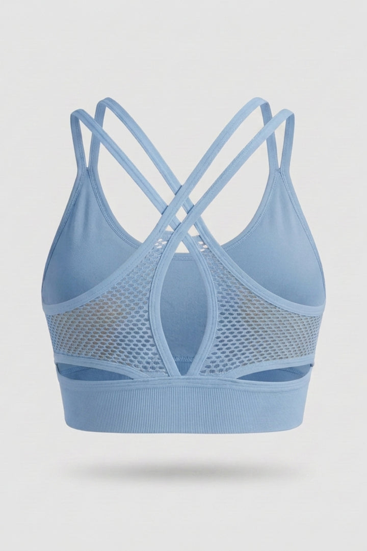Women's Sports Bra Top | Sculpting Fit | Mesh Detail | Cross Back Activewear Top