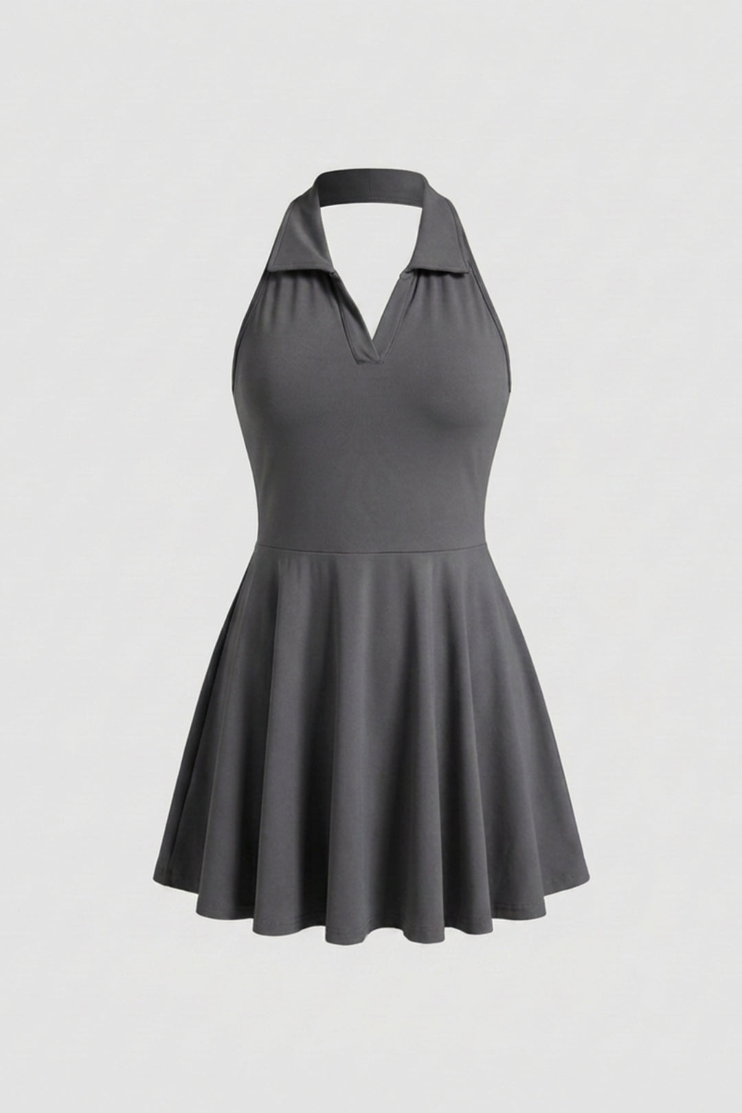 Dames Tennisjurk | Halter Kraag | Beige Sportjurk Met Plooirok