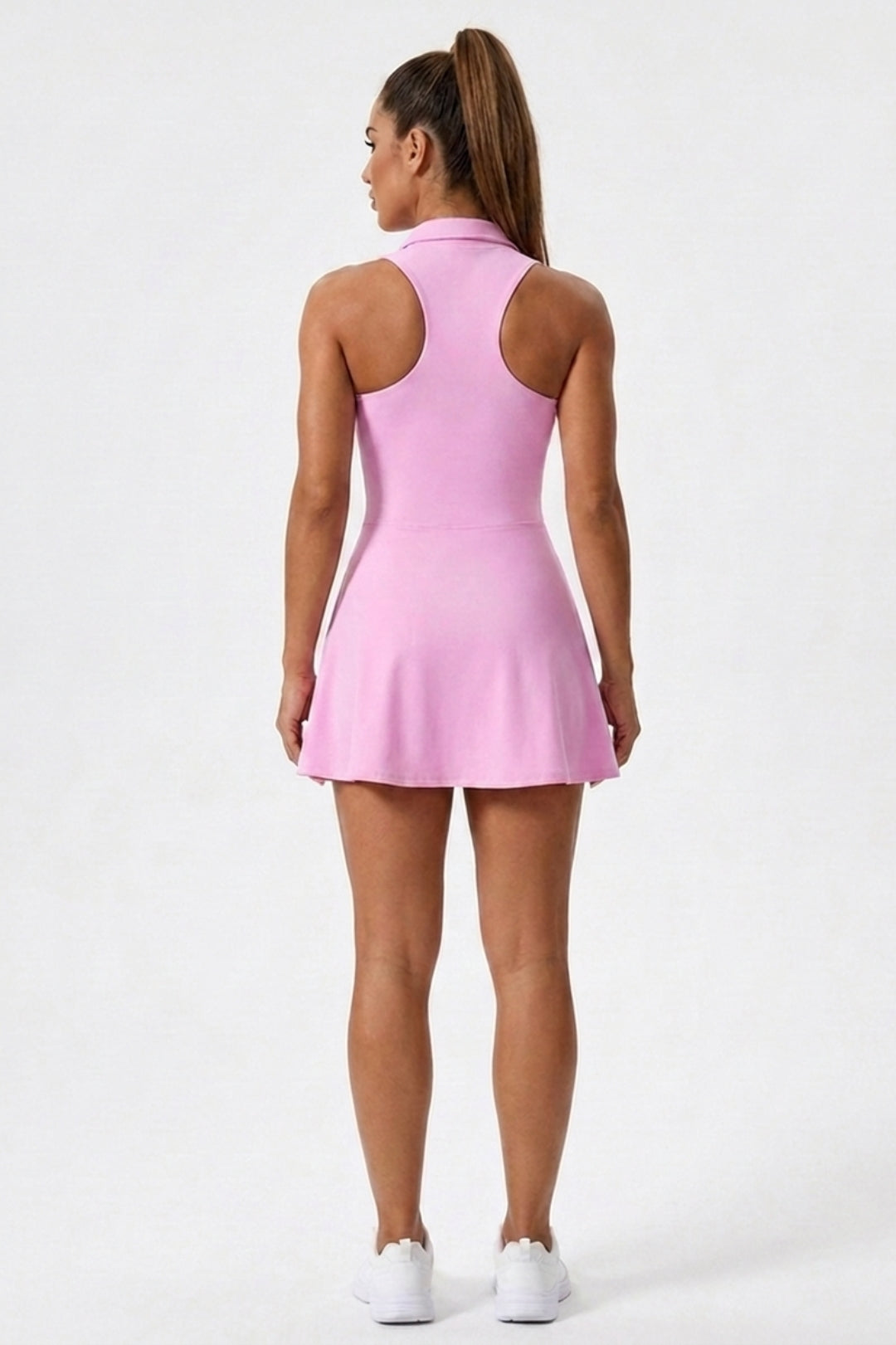 Dames Tennisjurk | Ingebouwd Broekje | Racer Back | Zip Front Sportjurk