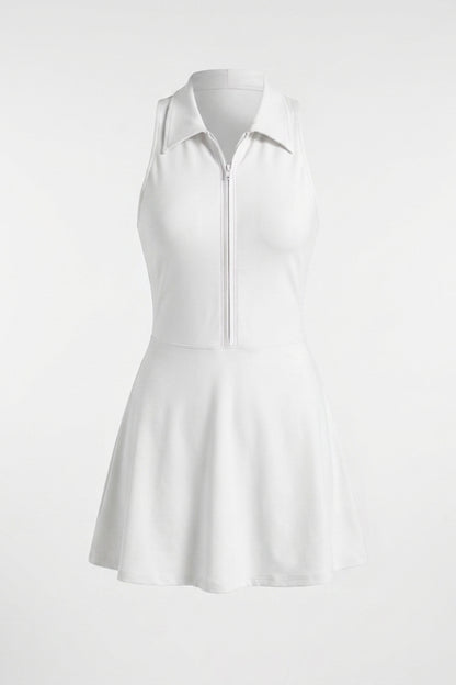Dames Tennisjurk | Ingebouwd Broekje | Racer Back | Zip Front Sportjurk
