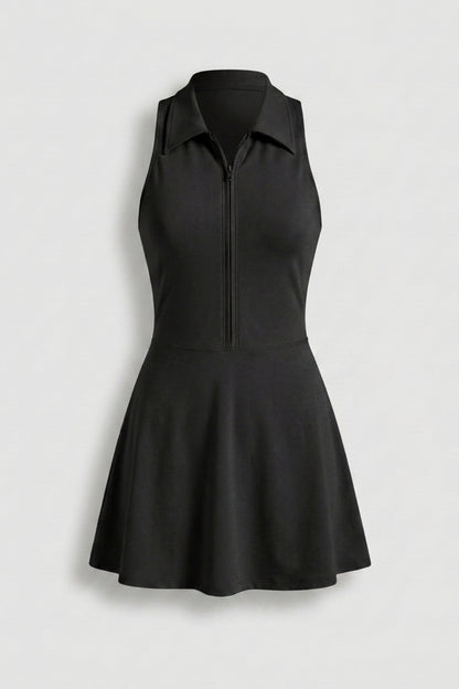 Dames Tennisjurk | Ingebouwd Broekje | Racer Back | Zip Front Sportjurk