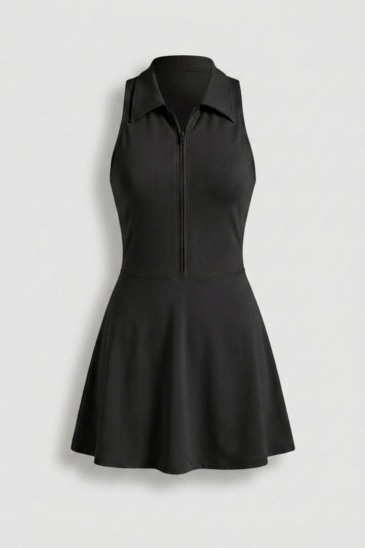 Dames Tennisjurk | Ingebouwd Broekje | Racer Back | Zip Front Sportjurk