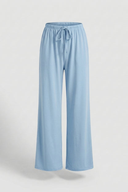 Dames Wide Leg Broek | Relaxed Fit | Drawstring Waist | Beige Lounge Broek
