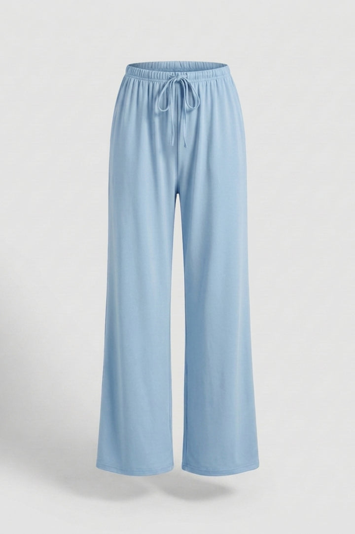 Dames Wide Leg Broek | Relaxed Fit | Drawstring Waist | Beige Lounge Broek