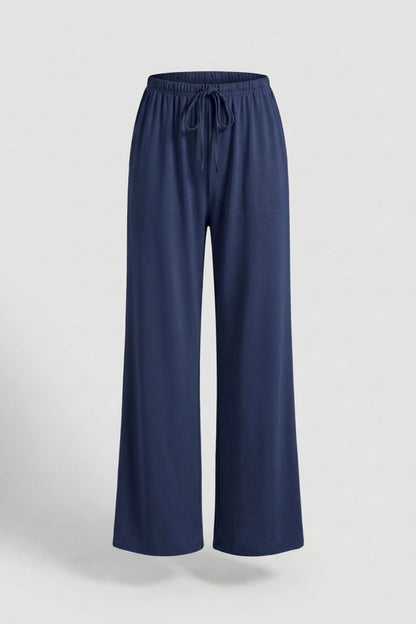 Dames Wide Leg Broek | Relaxed Fit | Drawstring Waist | Beige Lounge Broek