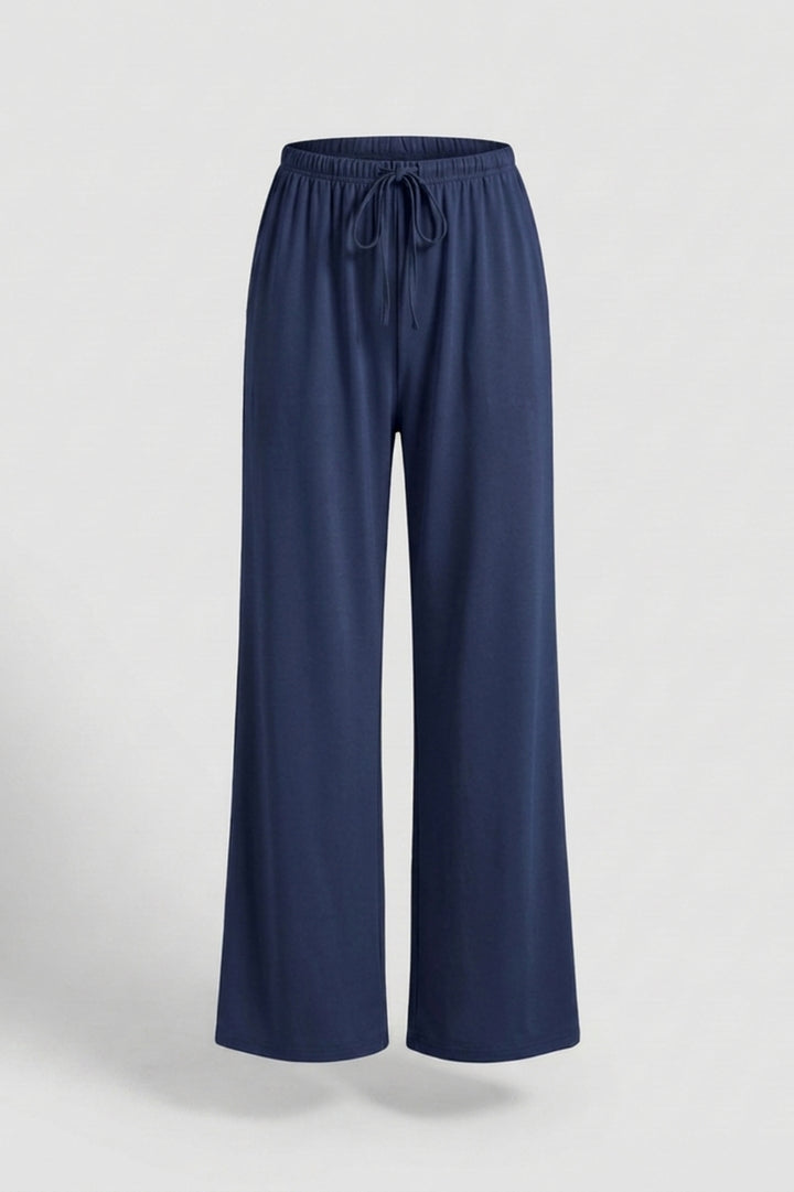 Dames Wide Leg Broek | Relaxed Fit | Drawstring Waist | Beige Lounge Broek