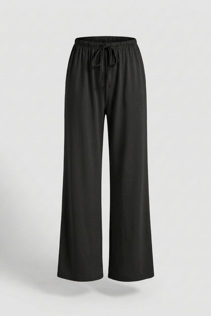 Dames Wide Leg Broek | Relaxed Fit | Drawstring Waist | Beige Lounge Broek