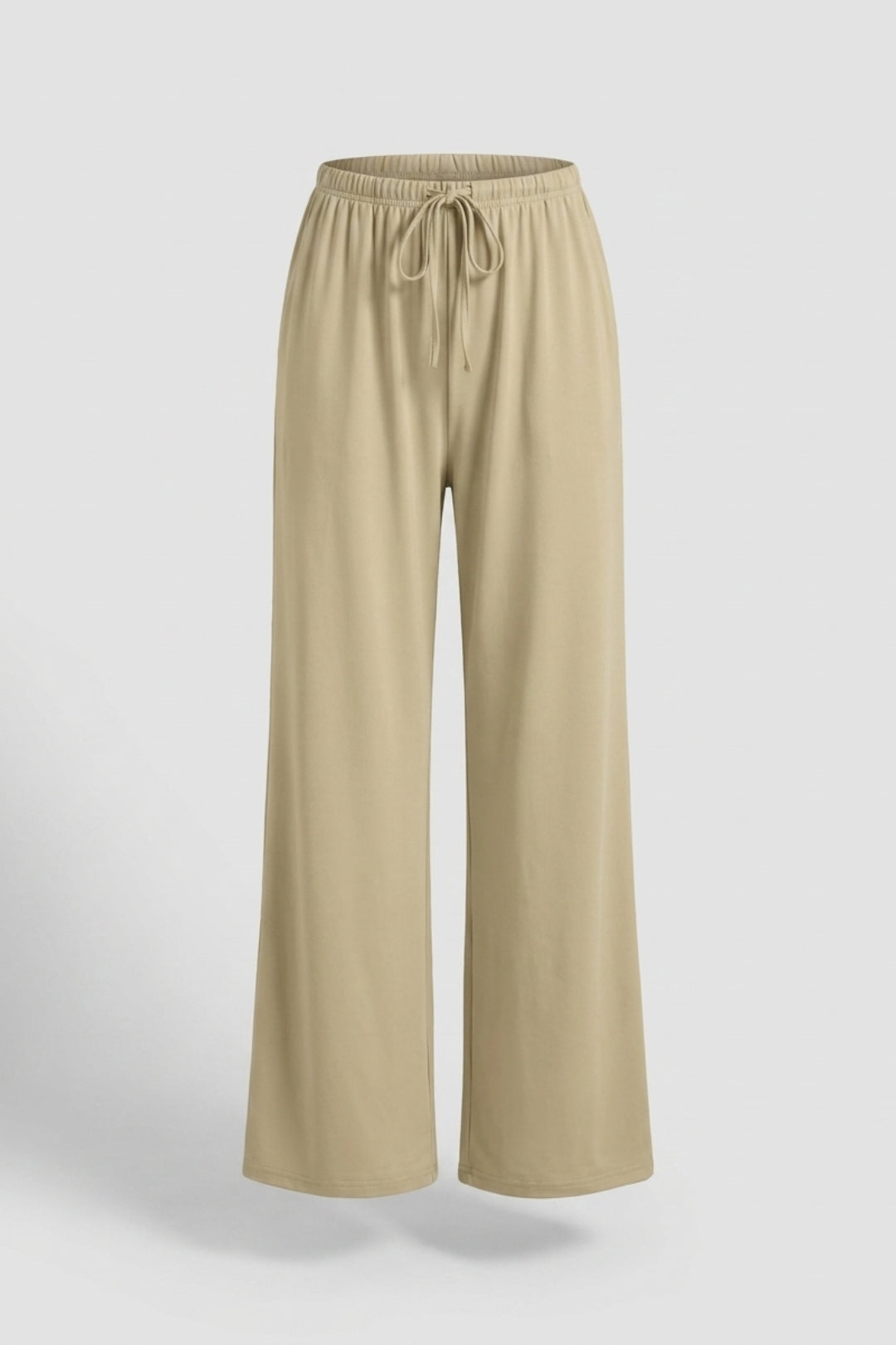 Dames Wide Leg Broek | Relaxed Fit | Drawstring Waist | Beige Lounge Broek
