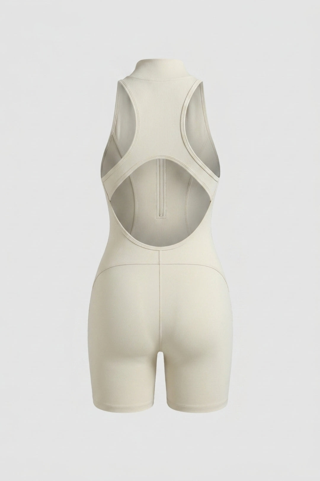 Dames Workout Jumpsuit | Aansluitende Fit | Racerback | Crème Biker One Piece Jumpsuit