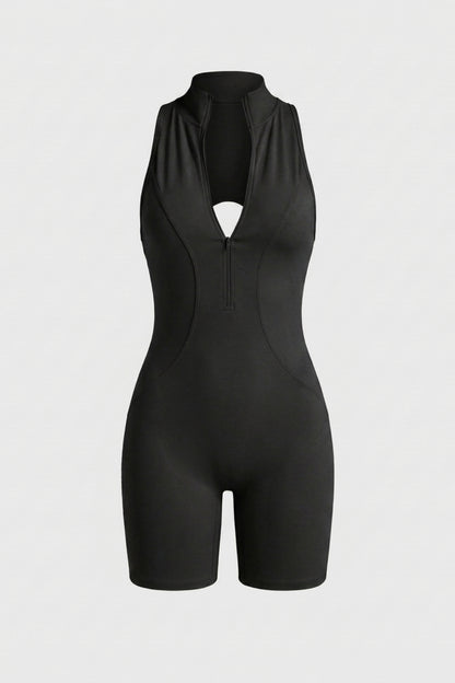 Dames Workout Jumpsuit | Aansluitende Fit | Racerback | Crème Biker One Piece Jumpsuit