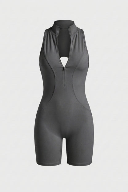 Dames Workout Jumpsuit | Aansluitende Fit | Racerback | Crème Biker One Piece Jumpsuit