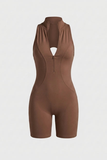 Dames Workout Jumpsuit | Aansluitende Fit | Racerback | Crème Biker One Piece Jumpsuit