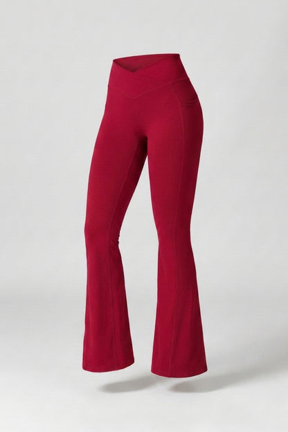 Dames Yoga Legging | Aansluitende Fit | V-Cut Taille | Groene Flared Broek
