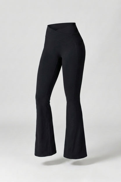 Dames Yoga Legging | Aansluitende Fit | V-Cut Taille | Groene Flared Broek