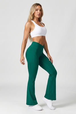 Dames Yoga Legging | Aansluitende Fit | V-Cut Taille | Groene Flared Broek