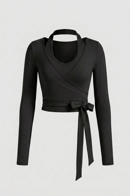 Dames Yoga Top | Wrap Sport Top | Lange Mouwen Activewear Top