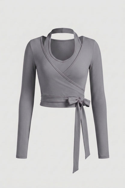 Dames Yoga Top | Wrap Sport Top | Lange Mouwen Activewear Top
