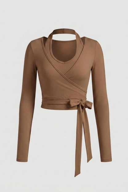 Dames Yoga Top | Wrap Sport Top | Lange Mouwen Activewear Top