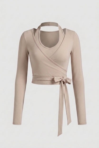 Dames Yoga Top | Wrap Sport Top | Lange Mouwen Activewear Top