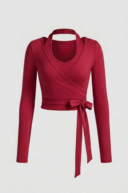 Dames Yoga Top | Wrap Sport Top | Lange Mouwen Activewear Top