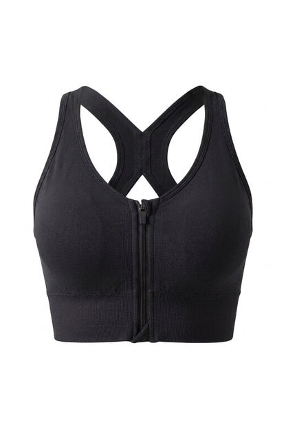 Dames Zip Sport Top | Sculpting Fit | Racerback | Cropped Workout Top