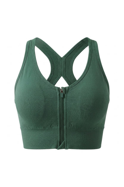 Dames Zip Sport Top | Sculpting Fit | Racerback | Cropped Workout Top