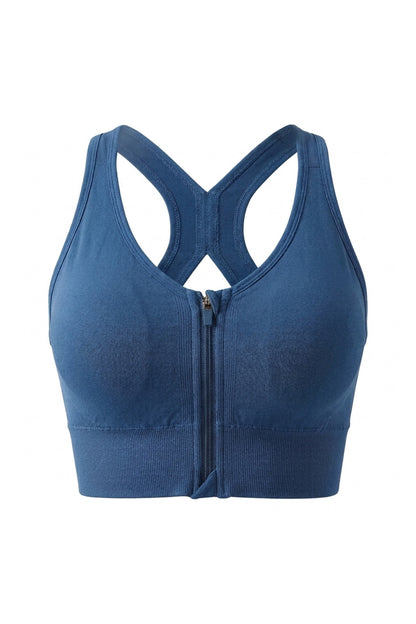 Dames Zip Sport Top | Sculpting Fit | Racerback | Cropped Workout Top