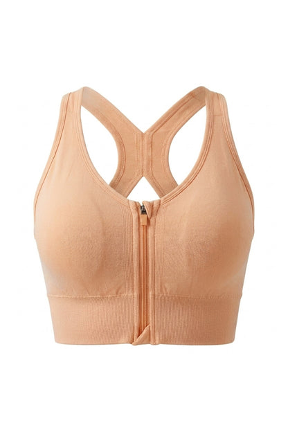 Dames Zip Sport Top | Sculpting Fit | Racerback | Cropped Workout Top