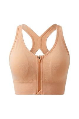 Dames Zip Sport Top | Sculpting Fit | Racerback | Cropped Workout Top