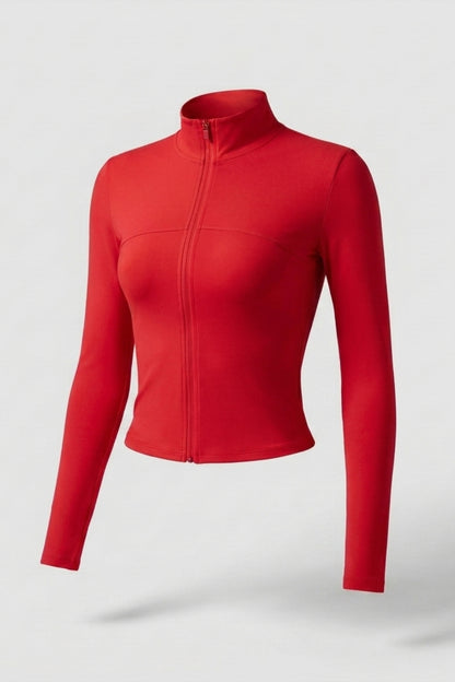 Dames Zip Sport Top | Slim Fit | Lange Mouwen | Cropped Jacket