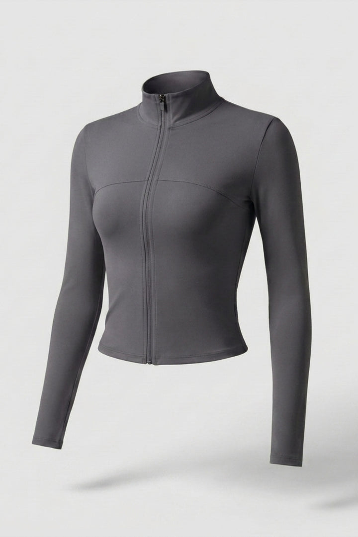 Dames Zip Sport Top | Slim Fit | Lange Mouwen | Cropped Jacket
