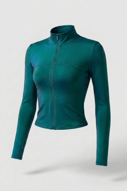 Dames Zip Sport Top | Slim Fit | Lange Mouwen | Cropped Jacket